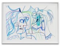 Woman in the Wilderness by George Condo contemporary artwork drawing