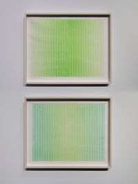 Diptych: Permanent green, Permanent green and Phthalo green by Adam Barker-Mill contemporary artwork painting, works on paper