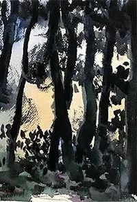 Watercolor in the Forest No.10 by Wang Jun contemporary artwork painting, works on paper