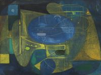Composició en Grisos Groguencs by Antoni Tàpies contemporary artwork painting