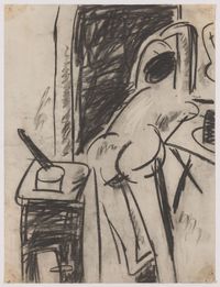Nude Looking in Mirror with Pot on Stove by Allan Kaprow Estate contemporary artwork painting, works on paper, drawing
