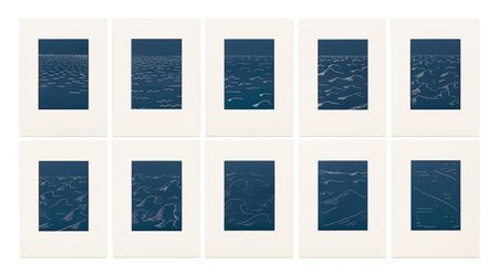 Charles Lim Yi Yong, SEASTATE 029, (2019). Relief print on Maple Ivory 200gsm paper, 10-part installation, 70 x 51.8 cm each. © Charles Lim Yi Yong / STPI. Photo courtesy of the Artist and STPI.