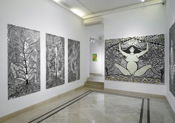 Exhibition view: Daiara Tukano, Kihtimori: Creation Memories, Richard Saltoun Gallery, Rome (8 November–22 December 2023). Courtesy the Artist and Richard Saltoun Gallery, Rome.