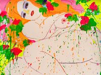 Kiss Me Kiss Me by Walasse Ting contemporary artwork painting, works on paper