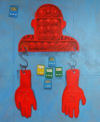 Tools Are Validated (Red Man for Pushing) by Kaito Itsuki contemporary artwork painting