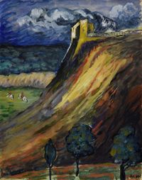 Castle (with two riders in the valley) by Marianne von Werefkin contemporary artwork painting, works on paper