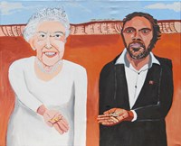 Queen Elizabeth & Vincent (On Country) by Vincent Namatjira contemporary artwork painting
