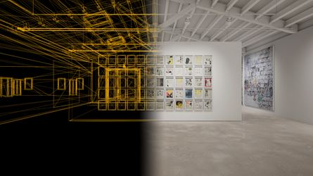 ArtLab, in software installation view of Ellen Gallagher, DeLuxe (2004–2005) and Mark Bradford, Chicago (2019) created in HWVR.  © the artists. Courtesy the artists and Hauser & Wirth.