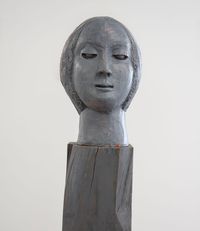 (Untitled) gray head with base by Vanessa Beecroft contemporary artwork sculpture, ceramics