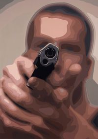 Man with Gun by Christopher Langton contemporary artwork painting