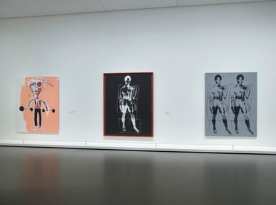 Exhibition view: Jean-Michel Basquiat and Andy Warhol, Basquiat x Warhol. Painting Four Hands, Fondation Louis Vuitton, Paris (5 April–28 August 2023). © Estate of Jean-Michel Basquiat Licensed by Artestar, New York and The Andy Warhol Foundation for the Visual Arts, Inc. Licensed by ADAGP, Paris.