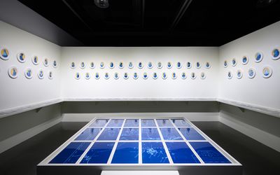 Liu Zi-Ping, Austronesian Icon (2022). Cyanotype on paper, synthetic resin frame, photography, documentation & spatial installation.