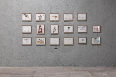 Taysir Batniji, Untitled [Delayed Reality] (2015–ongoing). Series of framed drawings, watercolour and pencil on paper. 34 × 41.5 cm and 28,7 × 35, 7 cm (framed).