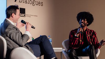 /Dialogues panel at EXPO CHICAGO 2022. Conversation and book signing with Devan Shimoyama and Nate Freeman.