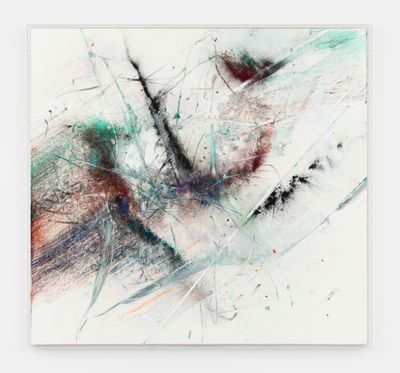 Thilo Heinzmann, O.T. (2023). Oil, pigment, and glass on canvas, acrylic glass cover. 154 x 164 x 9 cm. © Thilo Heinzmann / ADAGP, Paris 2024.