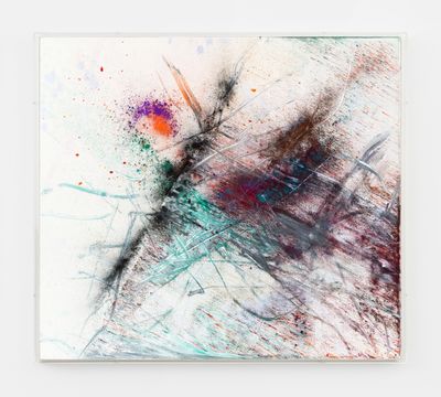 Thilo Heinzmann, O.T. (2023). Oil, pigment, and glass on canvas, acrylic glass cover. 83 x 93 x 8.5 cm. © Thilo Heinzmann / ADAGP, Paris 2024.