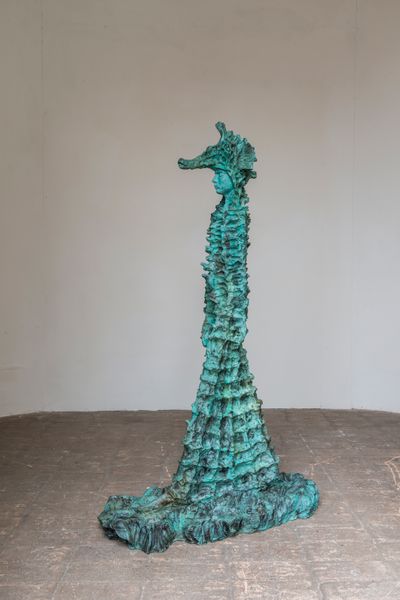 Jean-Marie Appriou, The Seahorse Shaman (2022). Patinated bronze. 142 x 85 x 40 cm.
