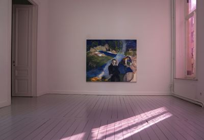 Jill Mulleady, Gardens of the Blind (2020). Oil on linen. 168 x 200 cm. Exhibition view: Jill Mulleady, Decline & Glory, Gladstone Gallery, Brussels (9 October–14 November 2020).
