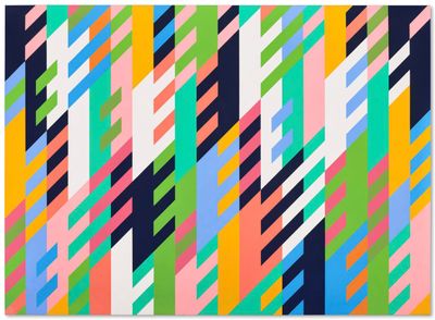 Bridget Riley, Daphne (1988). Oil on linen. 165.6 x 228 cm.