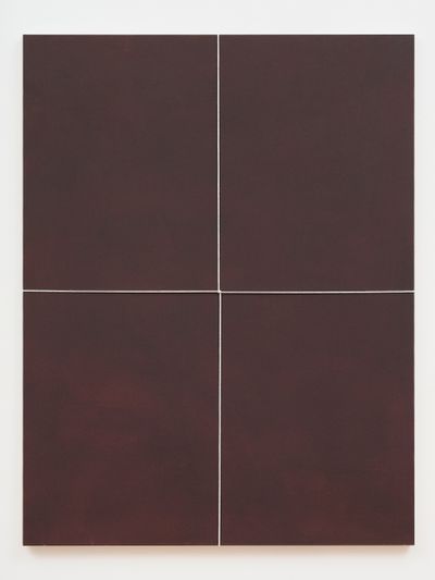 Oliver Perkins, Untitled (2022). Ink, rabbit skin glue, and cotton rope on canvas. 170 x 130 cm.