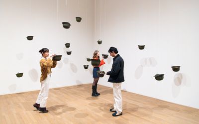 Yoko Ono, Helmets (Pieces of Sky) (2001). Exhibition view: Yoko Ono: Music of the Mind, Tate Modern, London (15 February–1 September 2024). Photo: © Tate, Lucy Green.
