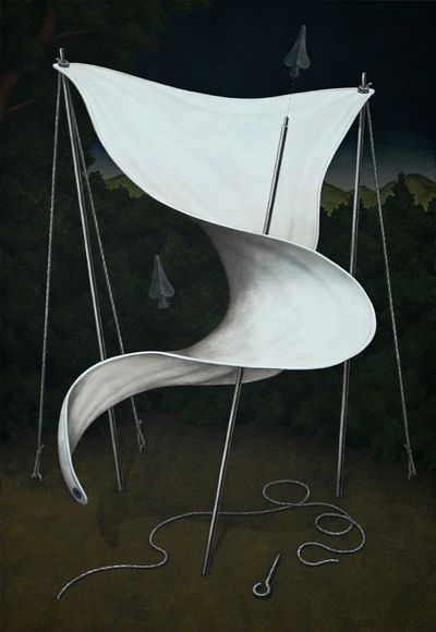 Jaeseok Lee, A Twisted Tent (2022). Acrylic on canvas. 116.8 x 91 cm.