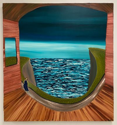 Ish Lipman, On The Threshold (2021). Oil on canvas. 106.68 x 106.68 cm.