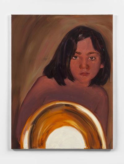 Jenna Gribbon, S lighting me (2021). Oil on linen. 121.9 x 91.4 cm.