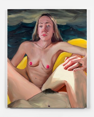 Jenna Gribbon, Stormy sea tropescape (2021). Oil on linen. 203.2 x 162.5 cm.