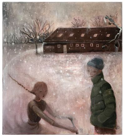 Sarah Buckner, Kinderhaus (les enfants terribles) (2021). Oil on linen. 81 x 73 cm.