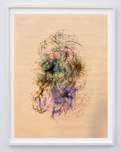 Tosh Basco, not knot tangle (2022). Hand dance on paper. Image: 99.50 x 74.80 cm; Framed: 78.74 x 55.88 cm.