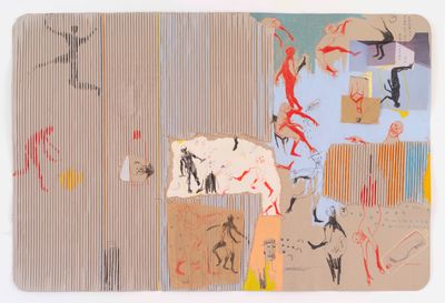 Nú Barreto, Vivre / revivre (2021). Collages (cardboard, paper, fabric), ceramic pencil, semi-fat pastel, recycled paper. 86 x 126.5 x 4 cm.