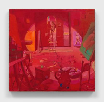 Lisa Yuskavage, Wee Pink Studio (2021). Oil on linen. 29.2 x 30.8 cm. © Lisa Yuskavage.c