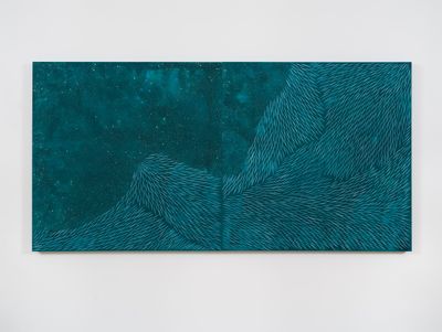 Julia Chiang, Through Us Through You (2022). Acrylic on wood panel. 121.9 x 243.8 cm (combined no gap).
