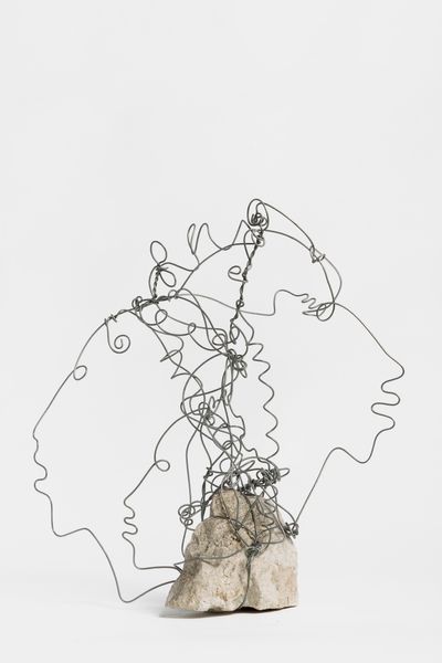 Lonnie Holley, Beyond the Stone Carvers (2023). Stone, steel wire. 43 x 42 x 26 cm.