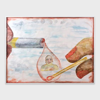 Francesco Clemente, Cigarette (2024). Fresco on aluminium panel. 151.8 x 201.9 cm.