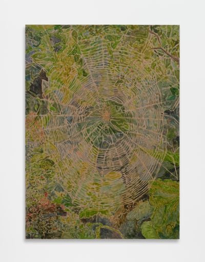 Hayley Barker, Orb Weaver 2 (2024). Oil on linen. 109.2 x 78.7 cm.