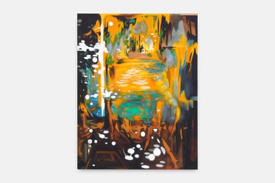 Hettie Inniss, Bleached (2024). Oil, oil stick and sand on canvas. 130 x 100 cm.