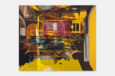 Hettie Inniss, To You, 24 Years After (2024). Oil, oil stick and sand on linen. 180 x 200 cm.
