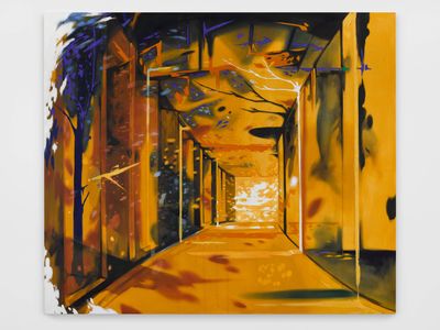 Hettie Inniss, To You, 24 Years from Now (2024). Acrylic, pigment, oil, oil stick and sand on canvas. 180.5 x 210 cm.