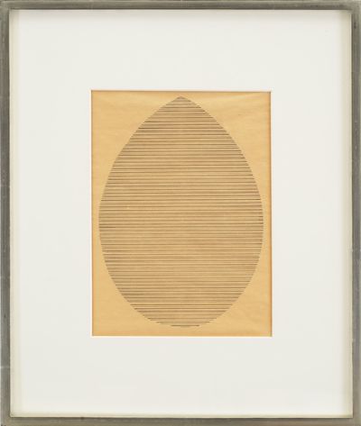 Agnes Martin, The Moment (Egg) (1963). Ink on paper. 39.4 x 33 x 3.2 cm (framed).