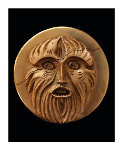 Leonora Carrington, Untitled Mask (n.d.). 24K gold-plated silver. 22 x 22 x 4 cm.