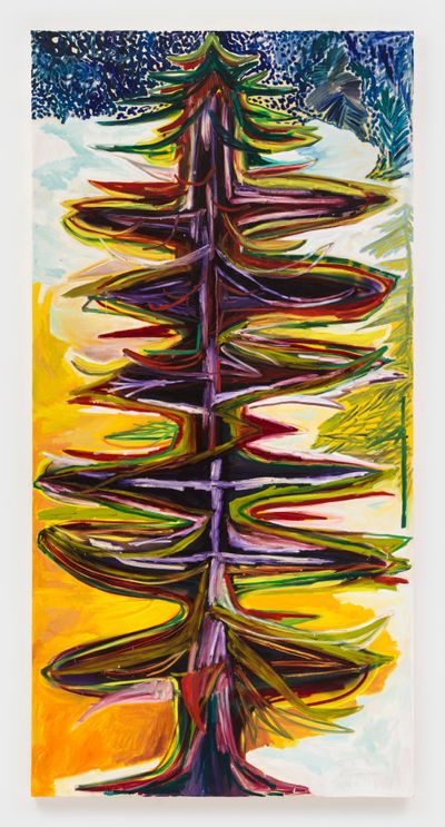 Shara Hughes, Harder Core (2024). Oil acrylic and dye on canvas. 254 x 127 cm. © Shara Hughes.