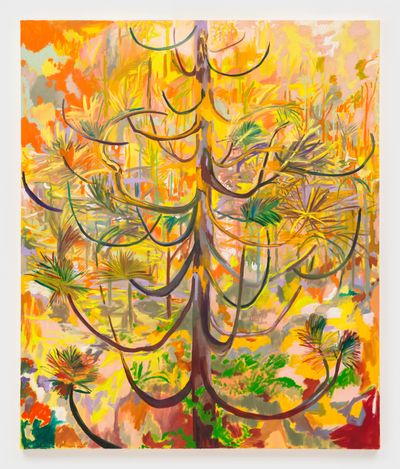 Shara Hughes, Branching Out (2024). Oil, acrylic and dye on canvas. 198 x 168 cm. © Shara Hughes.