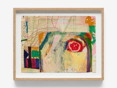 Lorna Robertson, An autumn afternoon (2024). Collage, oil, linseed oil, and varnish on paper. 22.4 x 29.7 cm; 28.6 x 35.9 cm (framed).