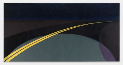 Henni Alftan, Driving at Night (2022). Oil on linen. 150 x 300 cm.