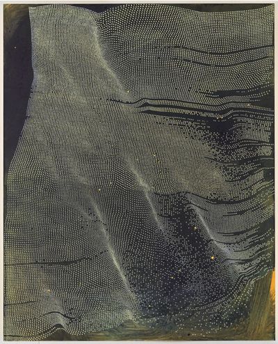 Linn Meyers, Untitled (2020). Ink and acrylic gouache on panel. 104.1 x 83.8 cm.