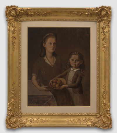 Balthus, Portrait de Madame Matossian et de sa fille Daité (1944). Oil on wood, 54 × 43 cm.