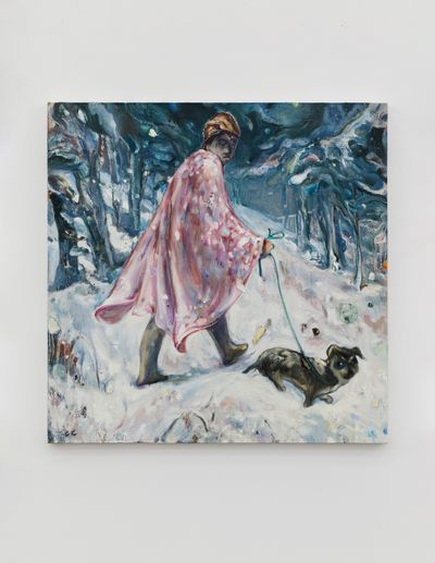 Chen Zuo, Nightwalker in Pines, (2019–2022). Oil on canvas. 110 x 110 cm.