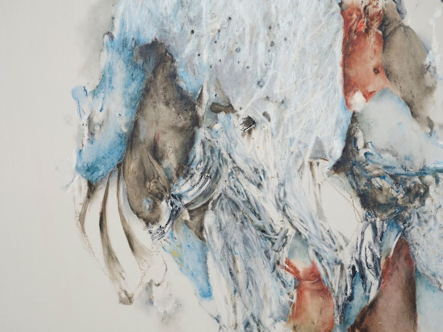 Christine Ay Tjoe, Blue Cryptobiosis #10 (2021) (detail). Oil on canvas. Diptych, each: 200 x 170 cm. Courtesy the artist. Photo: White Cube (Kitmin Lee).